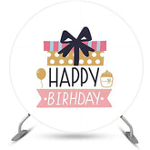 Rosa Geschenk Schwarz Schleife Runden Geburtstag Hintergrund